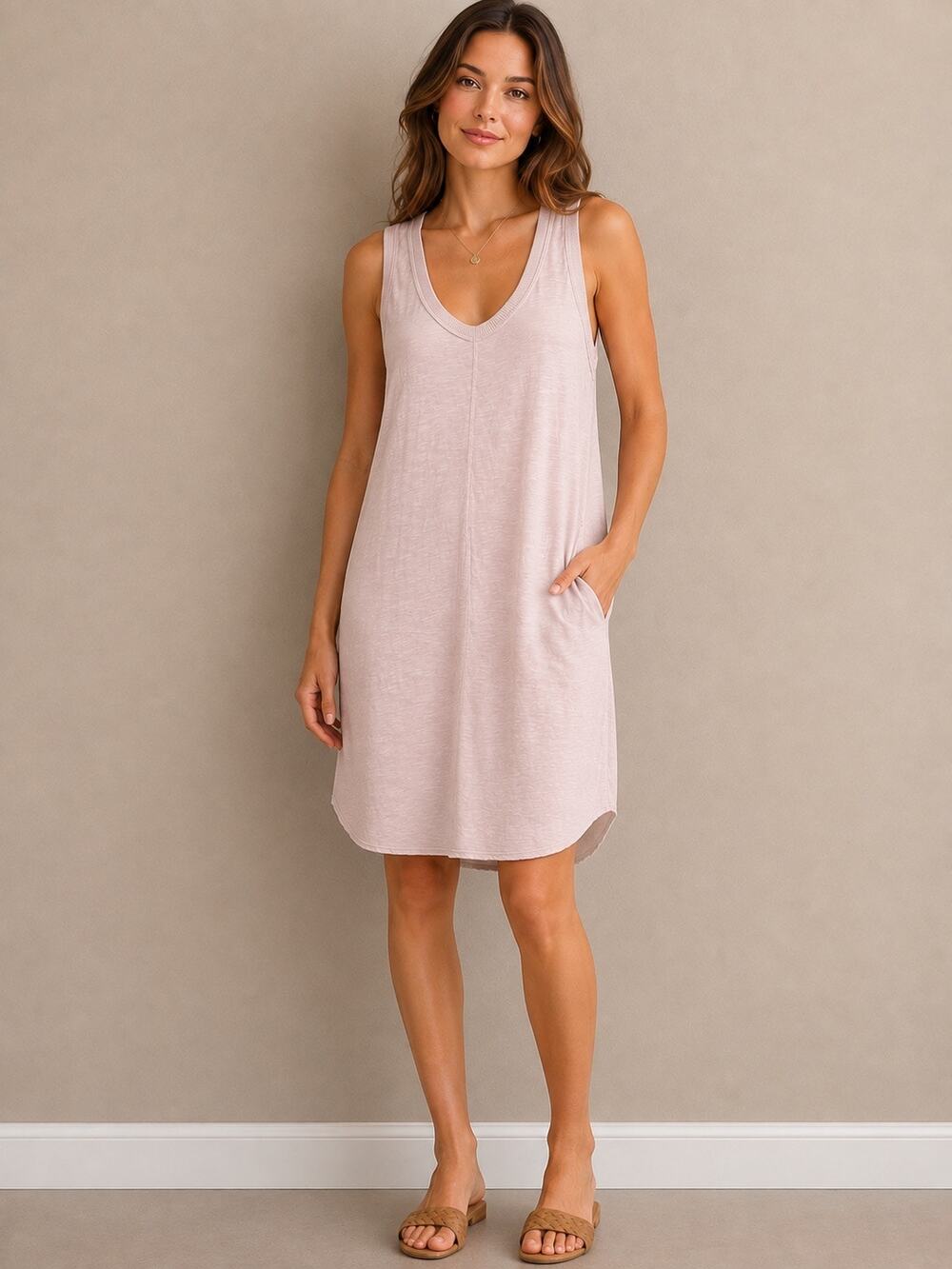 Bobi Los Angeles Light Lilac Cotton Tank Dress S NWT